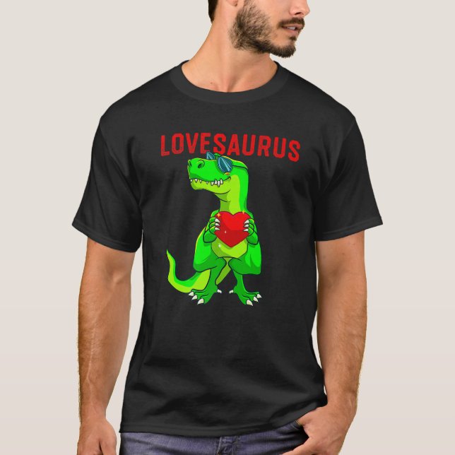Valentines Day Dinosaur T Rex Boys Valentine Kids T-Shirt (Front)