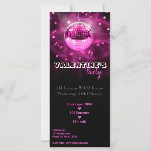 Valentines Day Disco Ball _ Party Rack Card