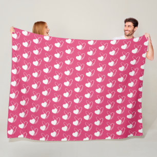 Valentine's Day Distorted Tilted Hearts Fleece Blanket