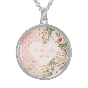 Valentine's Day, Do You Miss Me Too,Pink Love Hear Sterling Silver Necklace