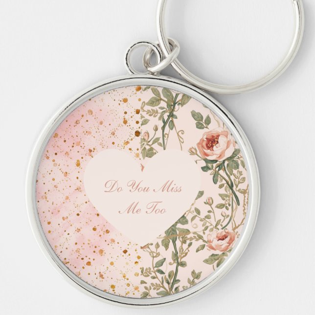 Valentine's Day,Do You Miss Me Too,Pink Love Heart Keychain (Front)