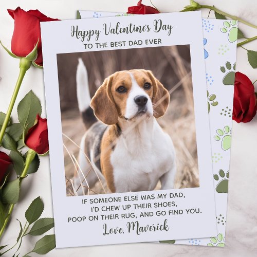 Valentines Day DOG DAD Funny Custom Pet Photo Holiday Card