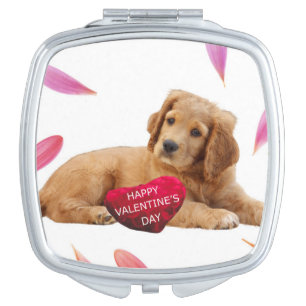 Valentine's Day Dog heart compact mirror