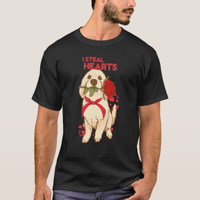 Valentine's Day Dog I Steal Hearts Retriever T-Shirt (Front)
