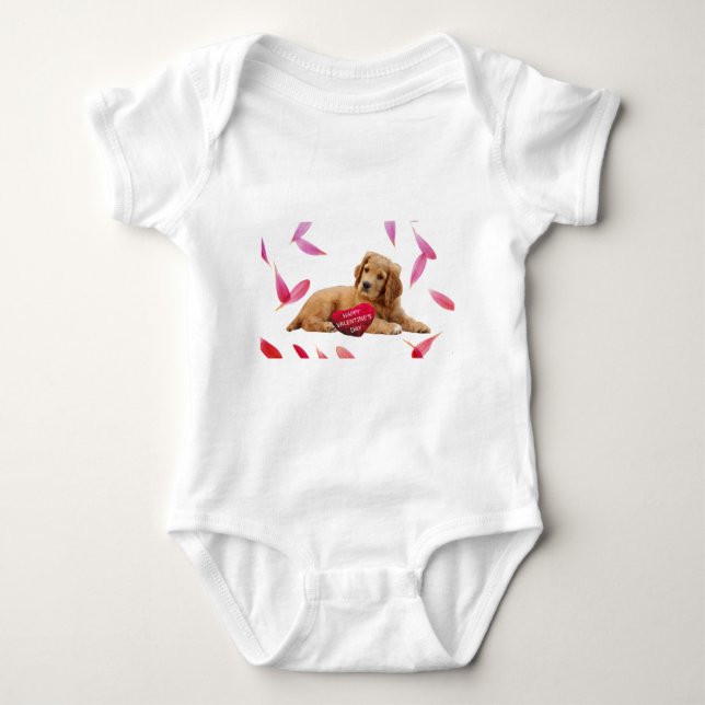 Valentine's Day Dog Photo Baby Bodysuit (Front)
