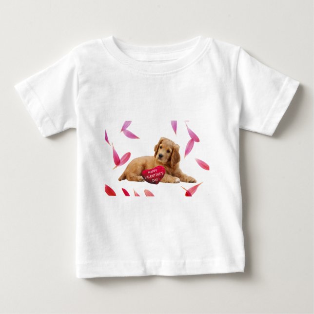 Valentine's Day Dog Photo Baby T-Shirt (Front)