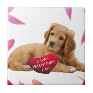 Valentine's Day Dog Photo Ceramic Tile