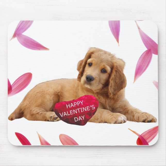 Valentine's Day Dog Photo heart mousepad (Front)