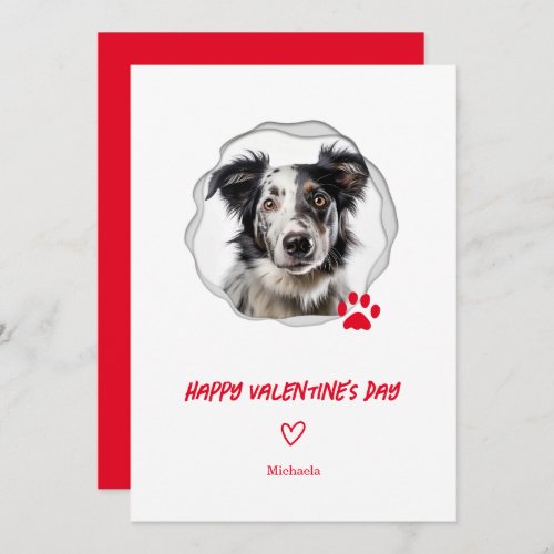 Valentines Day Dog Photo Red Heart Holiday Card 
