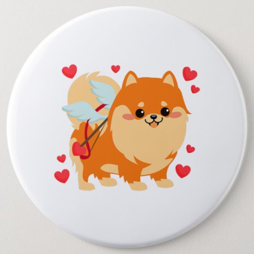 Valentines Day Dog Pomeranian Puppy Kids Boys Girl Button