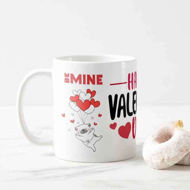 Valentine's Day DogLove Heart Coffee Mug (With Donut)