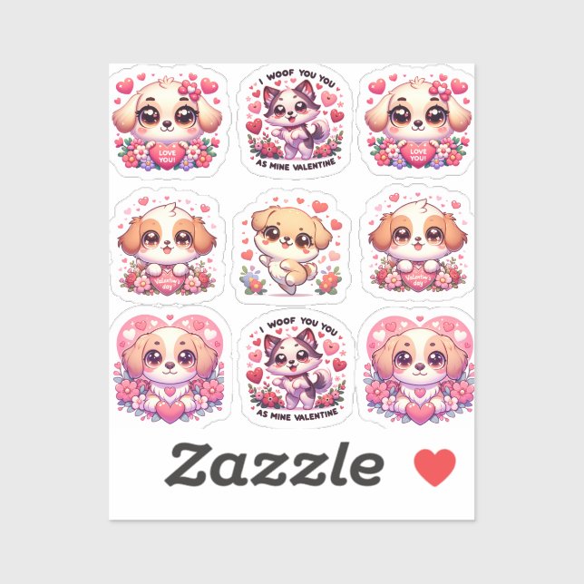 Valentine's day dogs sticker (Sheet)