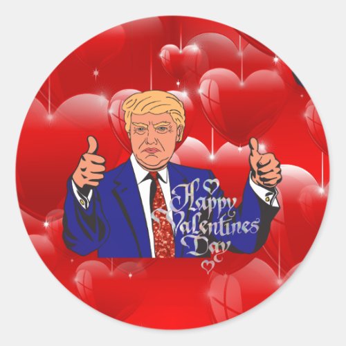 valentines day donald trump classic round sticker