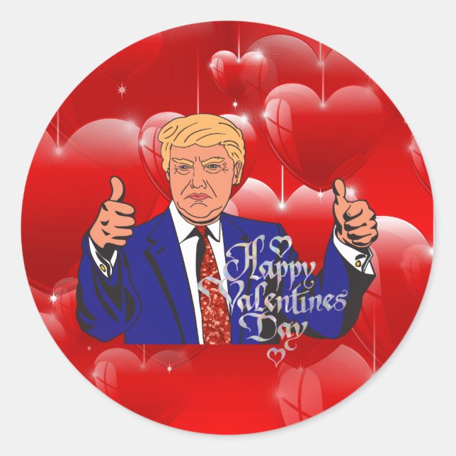 valentines day donald trump classic round sticker (Front)