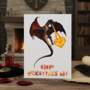 Valentine's Day Dragon Flame Heart Postcard