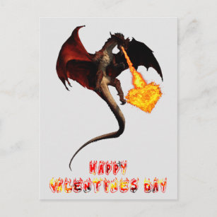 Valentine's Day Dragon Flame Heart Postcard