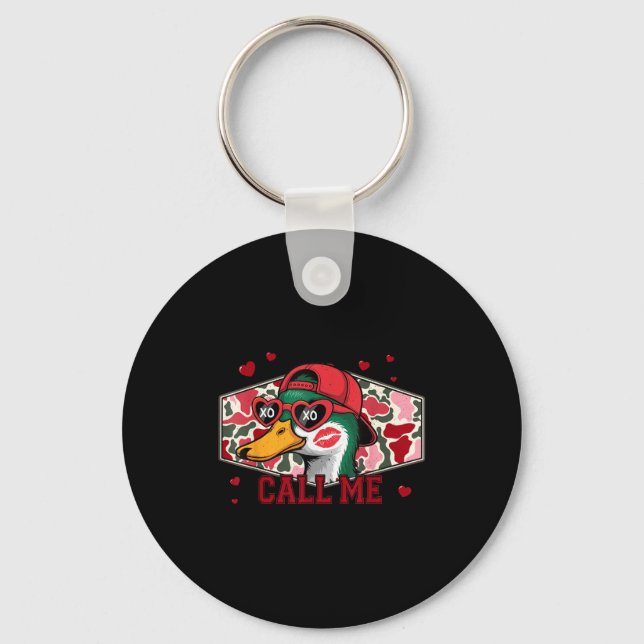 Valentine's Day Duck Hunting Camo Call Me Toddler  Keychain (Front)