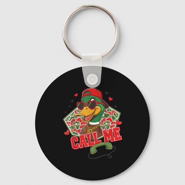 Valentine's Day Duck Hunting Camo Call Me Toddler  Keychain (Front)