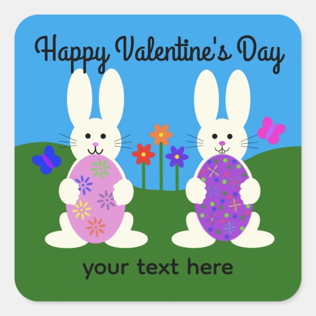 Valentine's Day Easter Bunny #7 Stickers (Front)