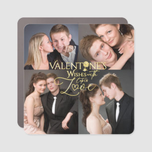 Valentine's Day Elegant Gold Photo Collage Car Magnet