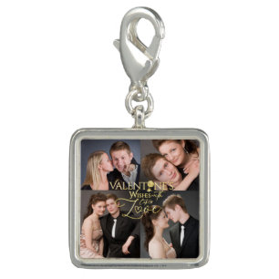 Valentine's Day Elegant Gold Photo Collage Charm