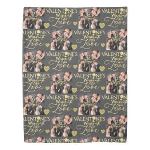 Valentine's Day Elegant Gold Photo Collage  Duvet Cover