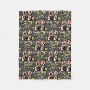 Valentine's Day Elegant Gold Photo Collage Fleece Blanket