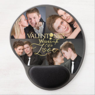 Valentine's Day Elegant Gold Photo Collage Gel Mouse Pad