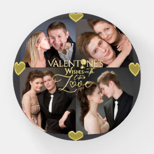 Valentine's Day Elegant Gold Photo Collage Paperweight