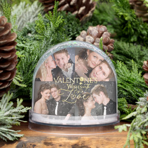 Valentine's Day Elegant Gold Photo Collage Snow Globe