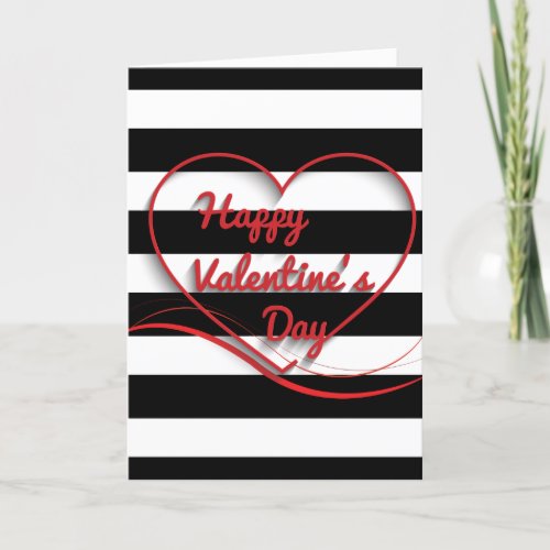 Valentines Day elegant striped design Holiday Card