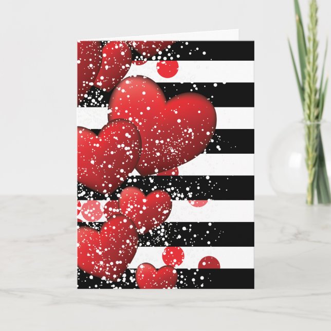 Valentine's Day elegant striped Holiday Card (Front)