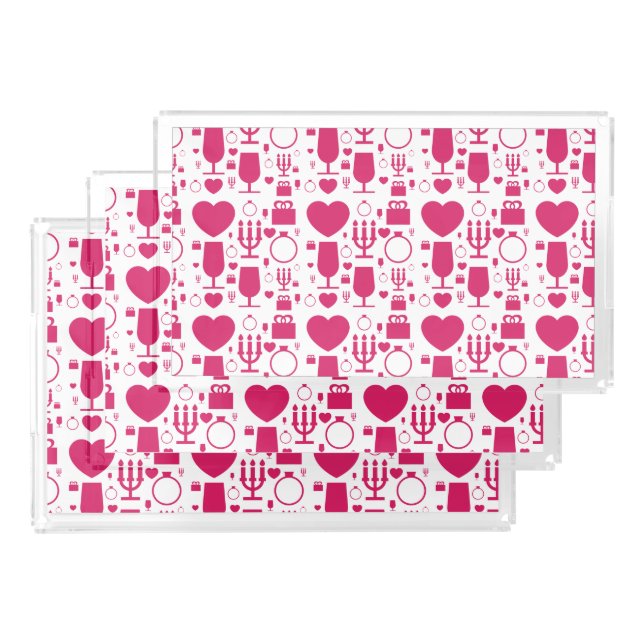 Valentines day elements patterns acrylic tray (Set)
