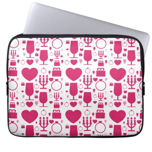 Valentines day elements patterns laptop sleeve