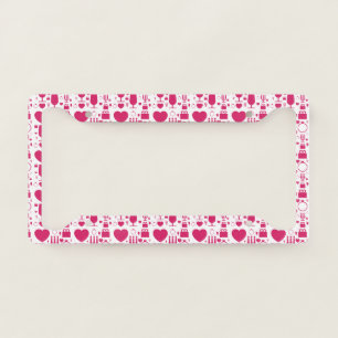 Valentines day elements patterns license plate frame