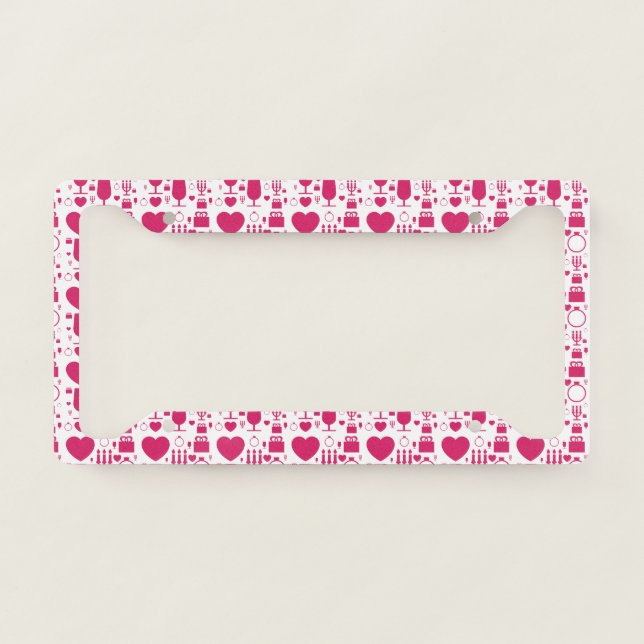 Valentines day elements patterns license plate frame (Front)