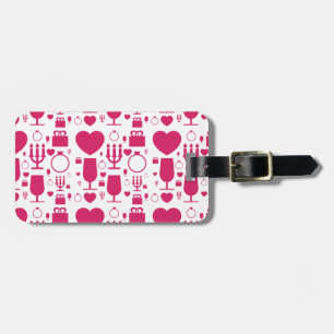Valentines day elements patterns luggage tag