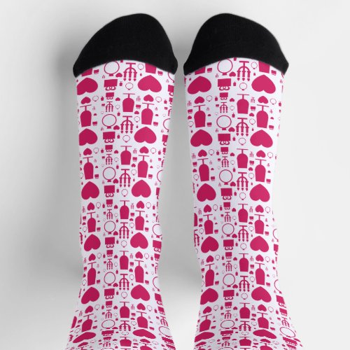 Valentines day elements patterns socks