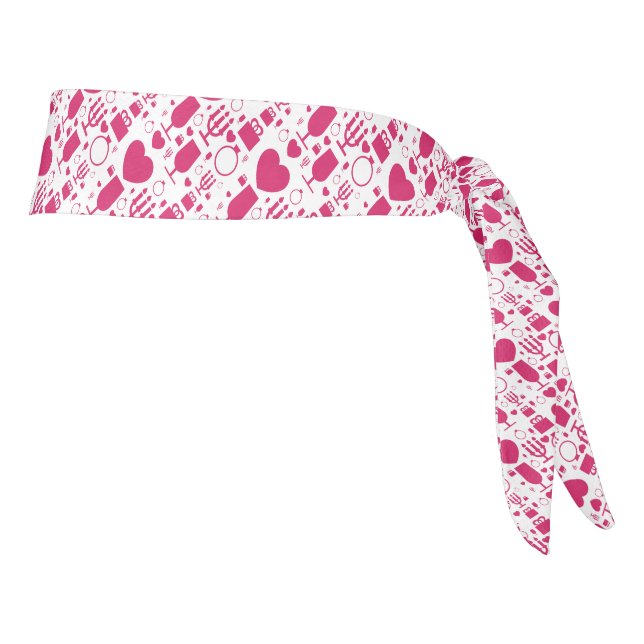 Valentines day elements patterns tie headband (Rotate 90)