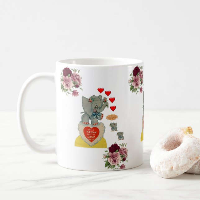 Valentine's Day Elephant Floral Mugs (With Donut)