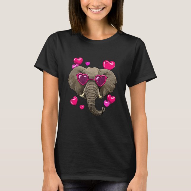 Valentines Day Elephant Heart Love Couples Elephan T-Shirt (Front)