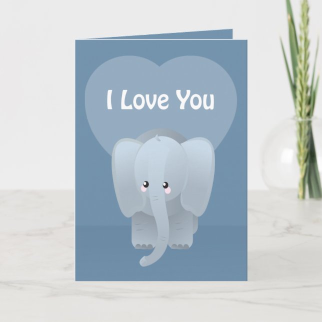 Valentine's Day Elephant Love You Big Greeting Holiday Card (Front)