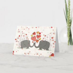 Valentine's Day Elephants Holiday Card
