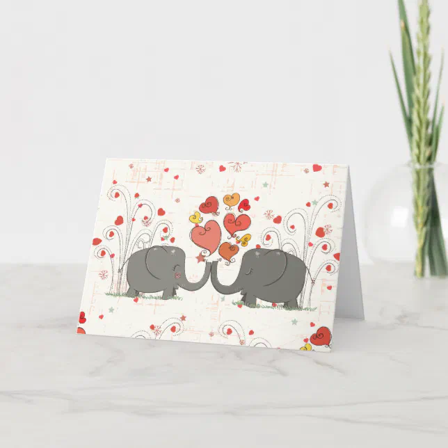 Valentine's Day Elephants Holiday Card | Zazzle