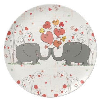 Valentine's Day Elephants Plates