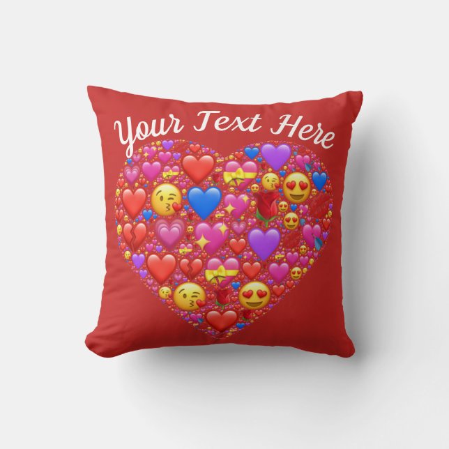 Valentine's Day Emoji Love Template Custom Throw Pillow (Front)