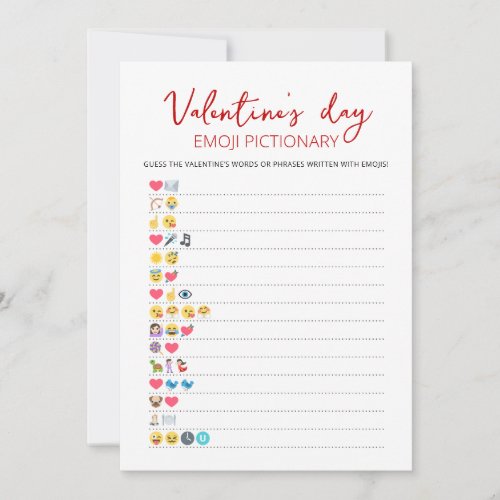 Valentines day Emoji Pictionary game Card