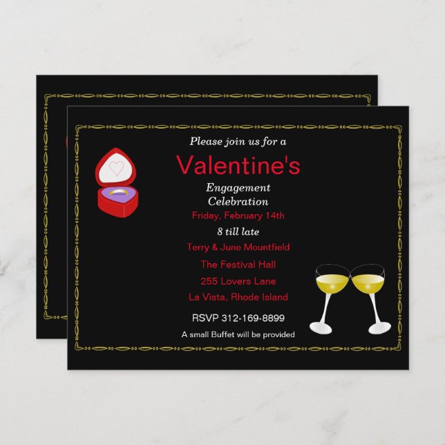 Valentine's Day Engagement Party Invitation (Front/Back)