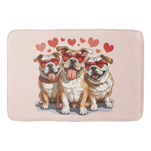 Valentines Day English Bulldog Bath Mat