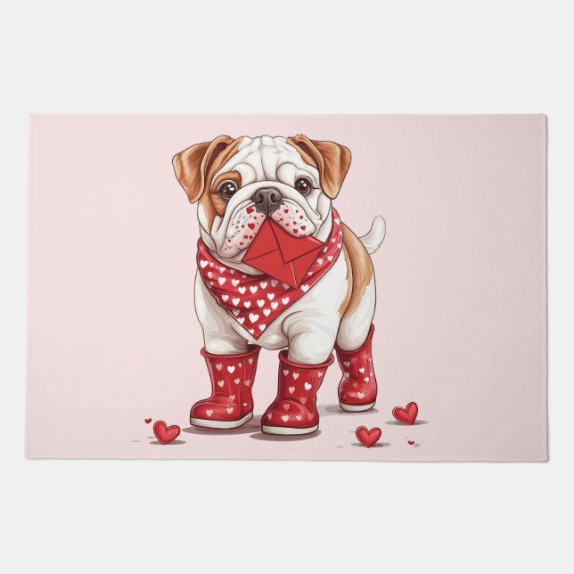Valentines Day English Bulldog Doormat (Front)